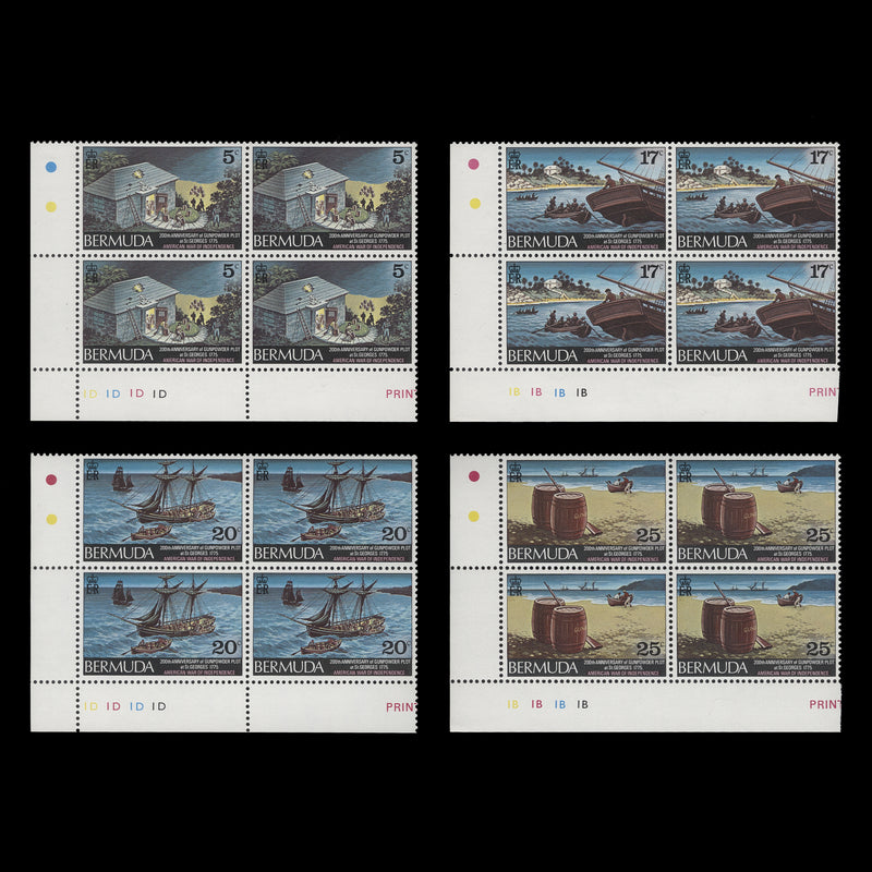 Bermuda 1975 (MNH) Gunpowder Plot Bicentenary plate blocks