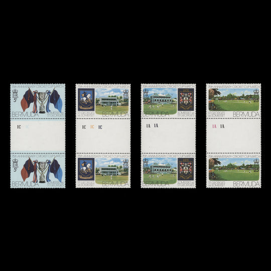 Bermuda 1976 (MNH) Cricket Cup Anniversary gutter pairs