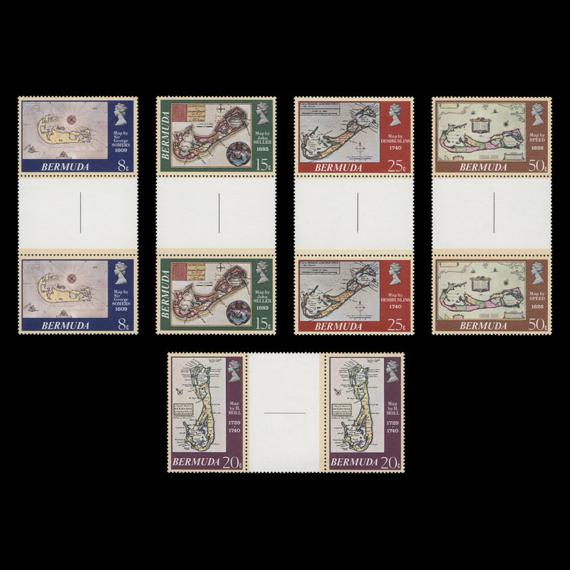 Bermuda 1979 (MNH) Antique Maps gutter pairs