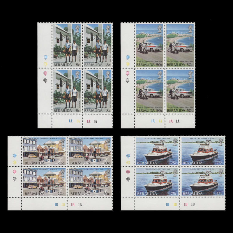 Bermuda 1979 (MNH) Police Force Centenary traffic light/plate blocks