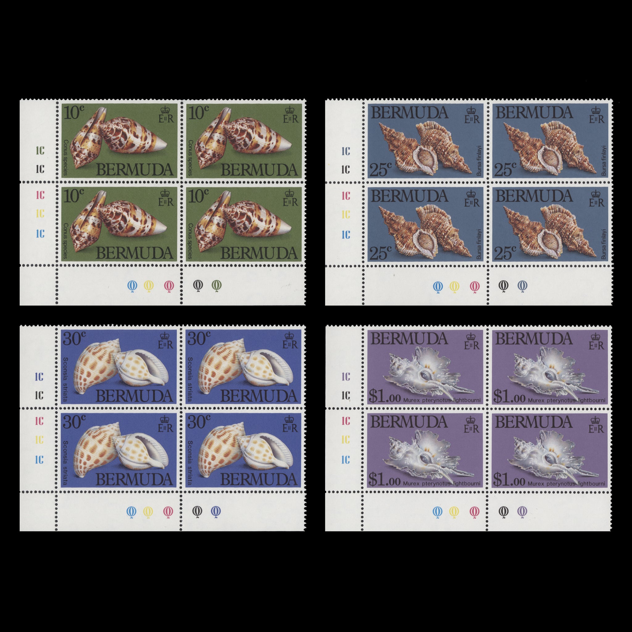 Bermuda 1982 (MNH) Shells traffic light/plate blocks – ZEBOOSE.COM