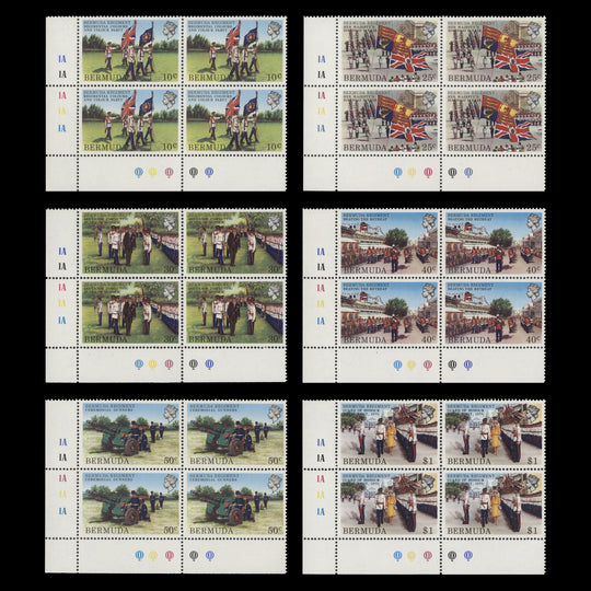 Bermuda 1982 (MNH) Bermuda Regiment traffic light/plate blocks