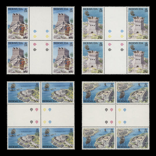 Bermuda 1982 (MNH) Historic Forts gutter traffic light blocks