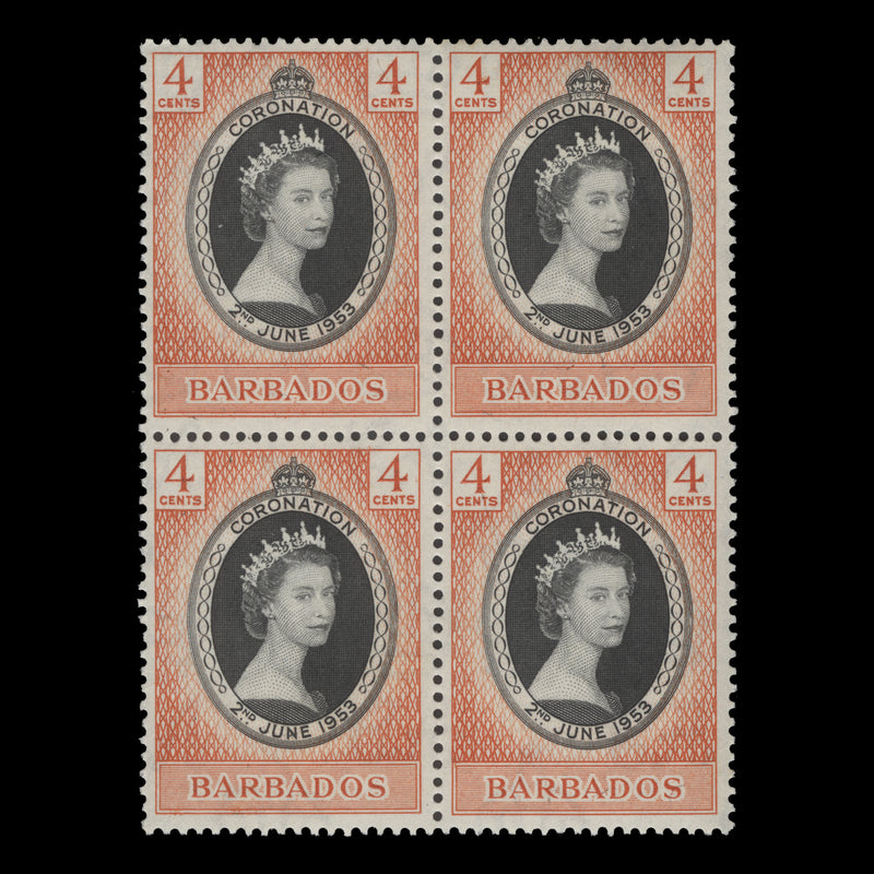 Barbados 1953 (MNH) 4c Coronation block