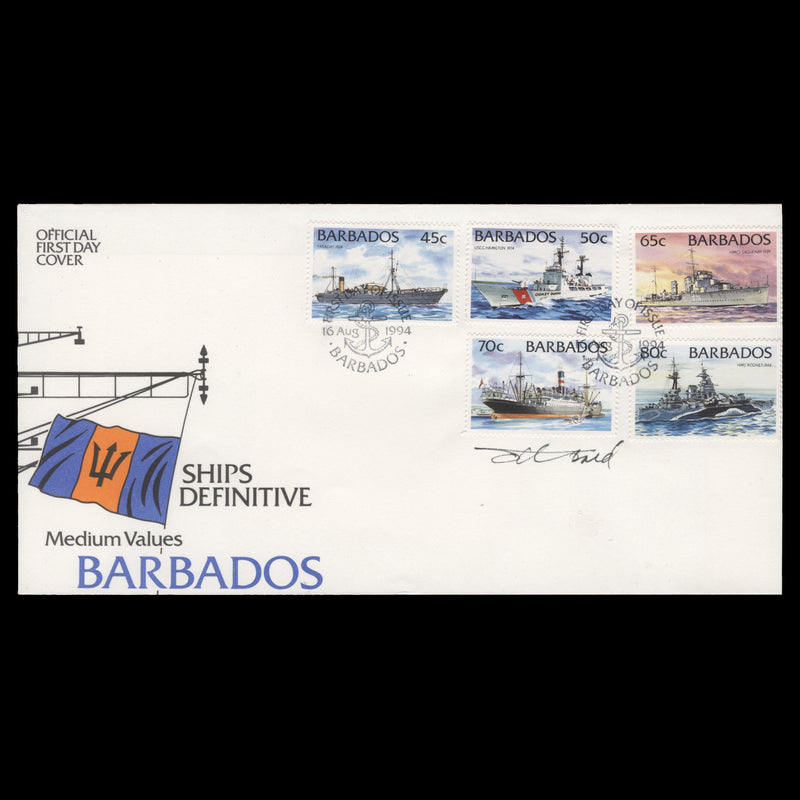 Barbados 1994 Ships Definitives first day cover signed by designer