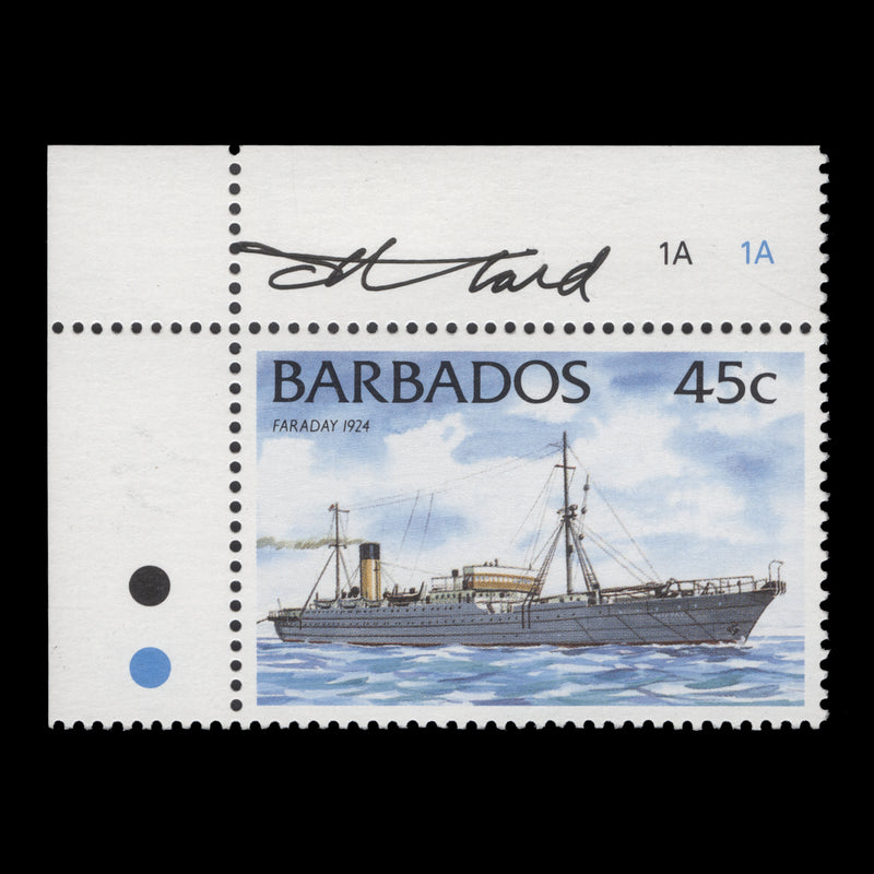 Barbados 1994 (MLH) 45c Faraday single signed by Tony Theobald