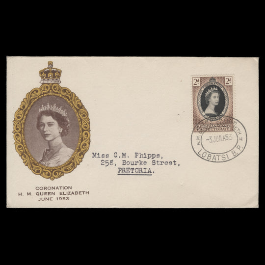 Bechuanaland 1953 (FDC) 2d Coronation, LOBATSI