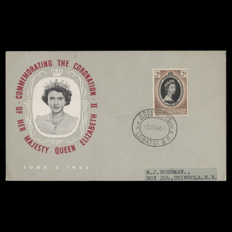 Bechuanaland 1953 (FDC) 2d Coronation, LOBATSI