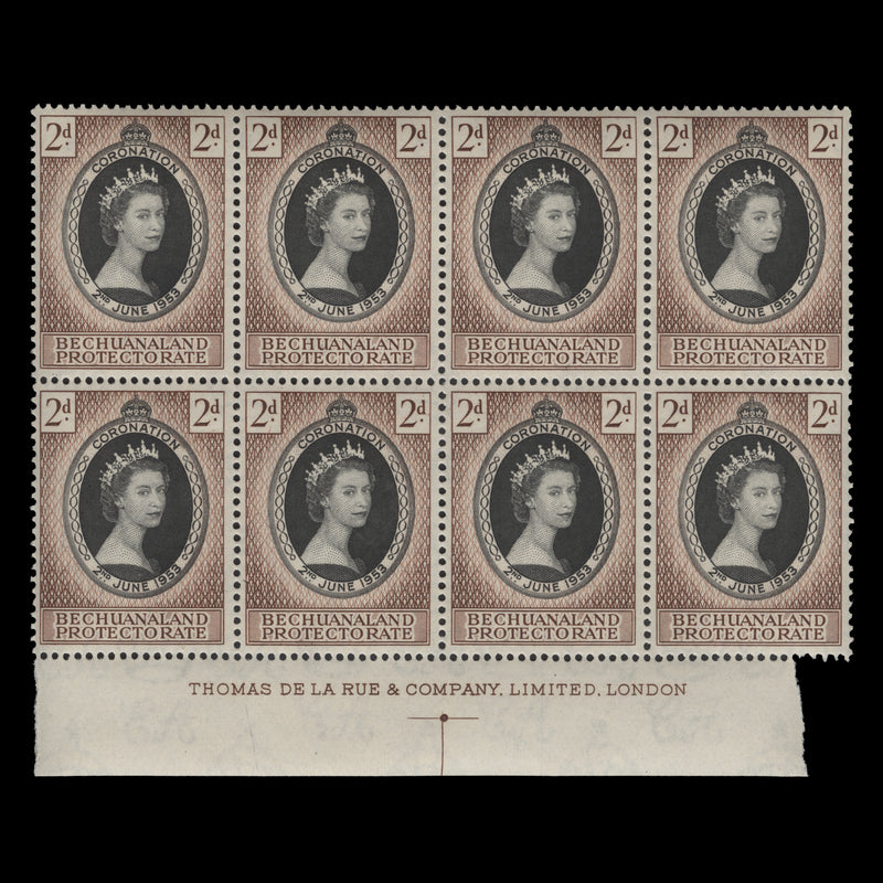 Bechuanaland 1953 (MNH) 2d Coronation imprint block