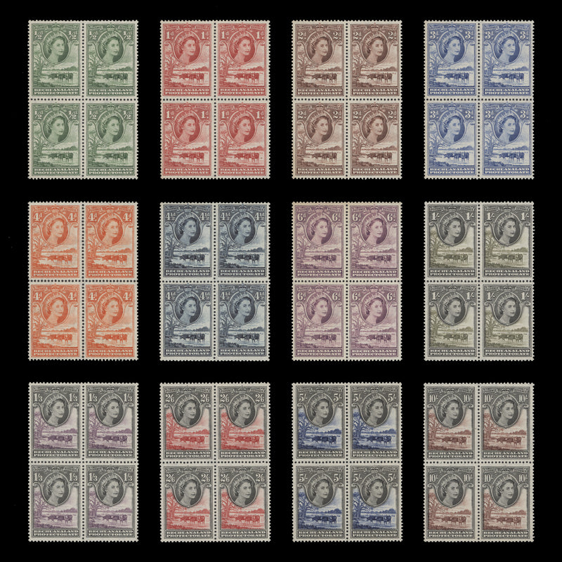 Bechuanaland 1955-58 (MNH) Baobab & Cattle Definitives blocks