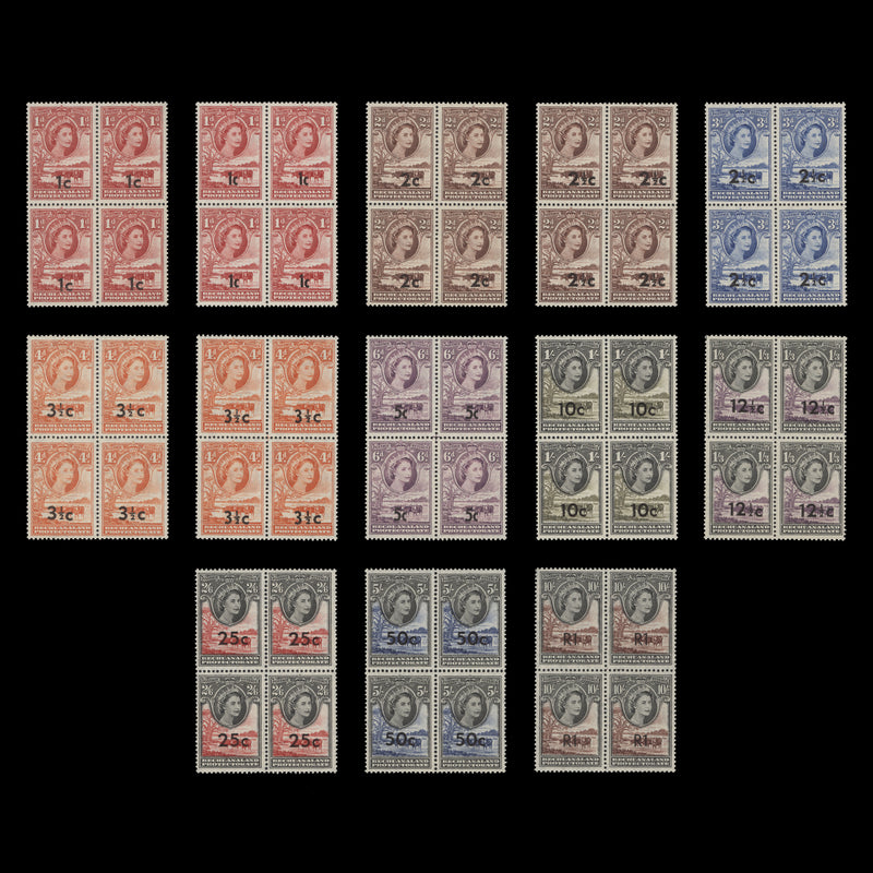 Bechuanaland 1961 (MNH) Decimal Provisionals blocks