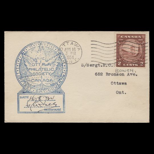 Canada 1934 New Brunswick Anniversary first day cover, OTTAWA