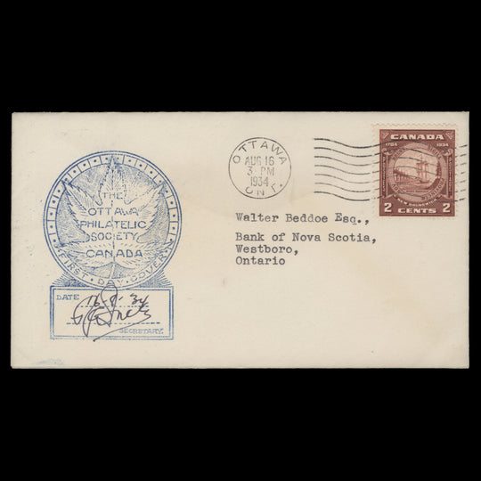 Canada 1934 New Brunswick Anniversary first day cover, OTTAWA