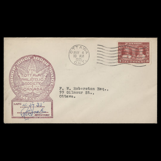 Canada 1935 (FDC) 3c King George V and Queen Mary, OTTAWA