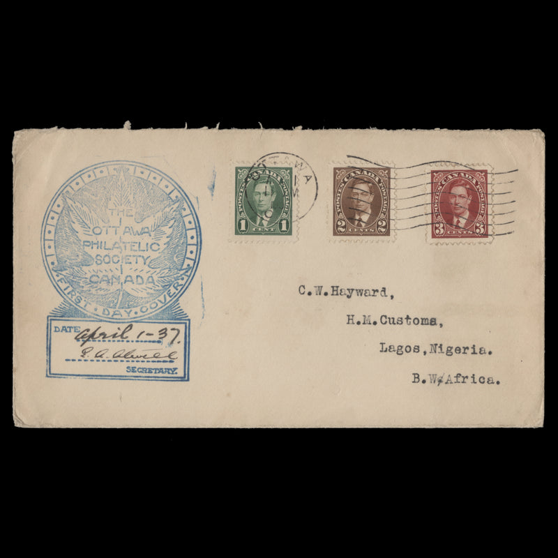 Canada 1937 KGVI definitives first day cover, OTTAWA