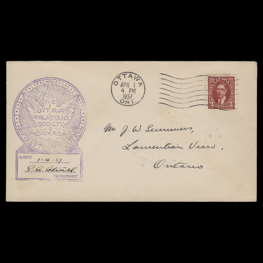 Canada 1937 (FDC) 3c KGVI definitive, OTTAWA