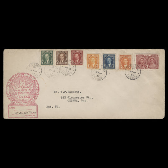 Canada 1937 (FDC) Coronation and KGVI definitives first day cover, OTTAWA