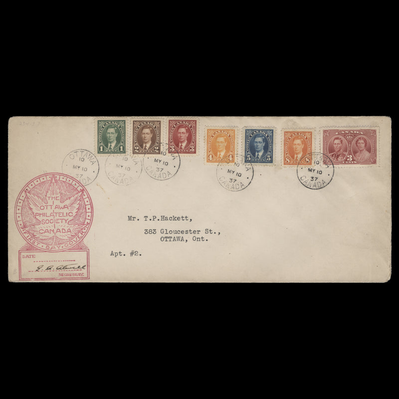 Canada 1937 (FDC) Coronation and KGVI definitives first day cover, OTTAWA