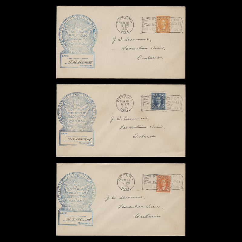 Canada 1937 KGVI definitives first day covers, OTTAWA