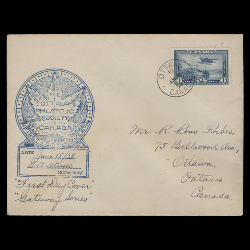 Canada 1938 (FDC) 6c Airmail, OTTAWA