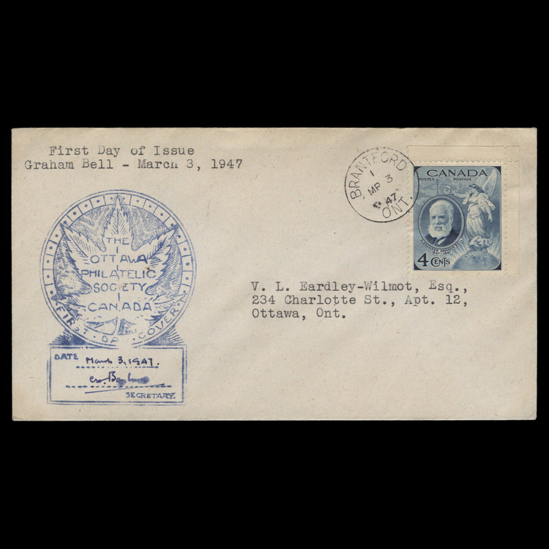 Canada 1947 Alexander Graham Bell first day cover, BRANTFORD