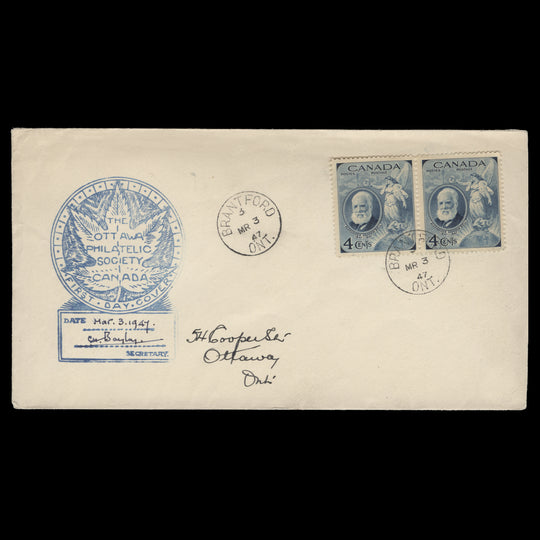 Canada 1947 Alexander Graham Bell first day cover, BRANTFORD