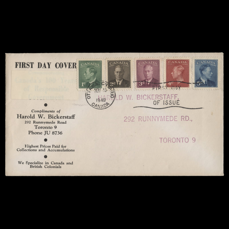 Canada 1949 King George VI definitives first day cover, OTTAWA