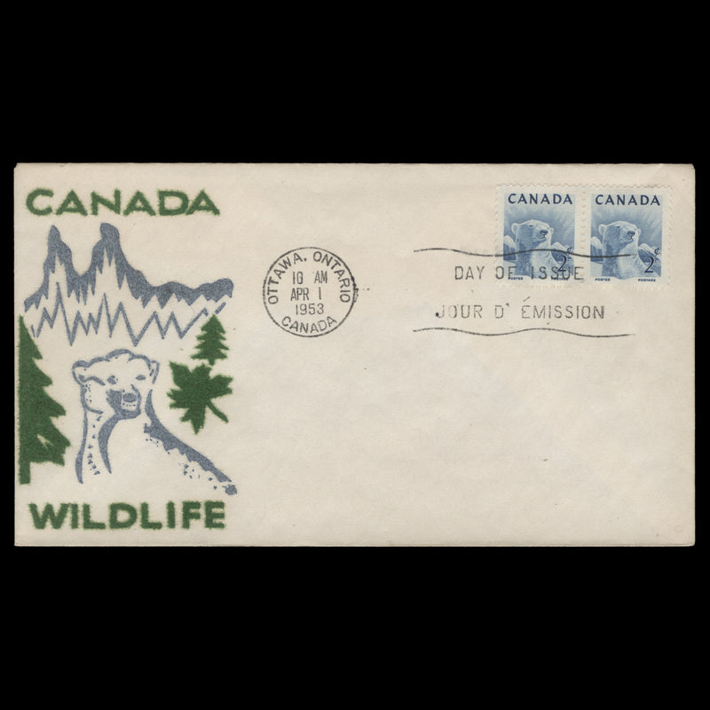 Canada 1953 (FDC) 2c Polar Bear pair, OTTAWA