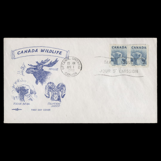 Canada 1953 (FDC) 2c Polar Bear pair, OTTAWA