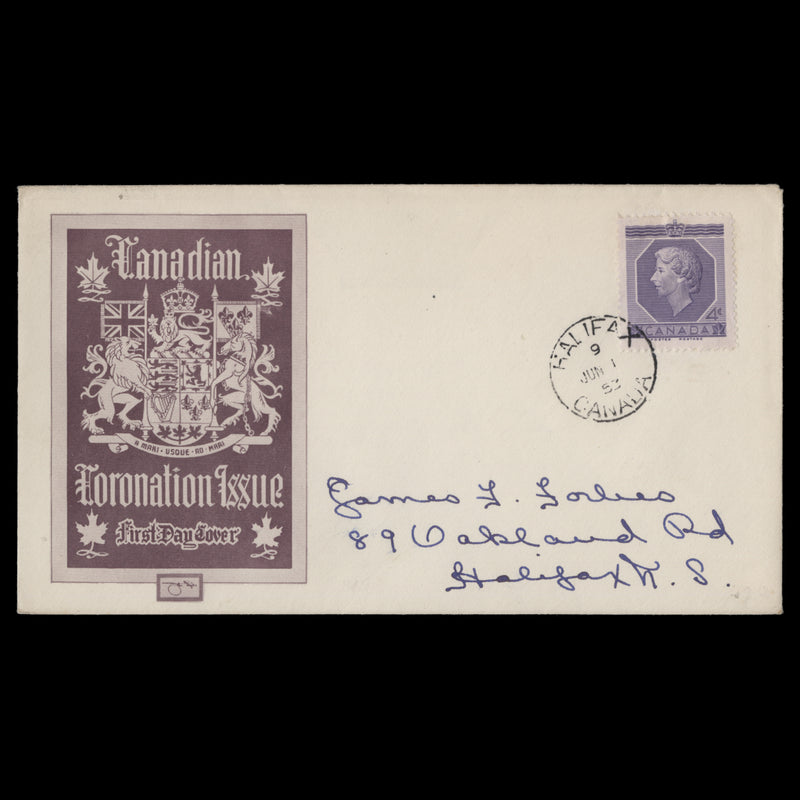 Canada 1953 (FDC) 4c Coronation, HALIFAX