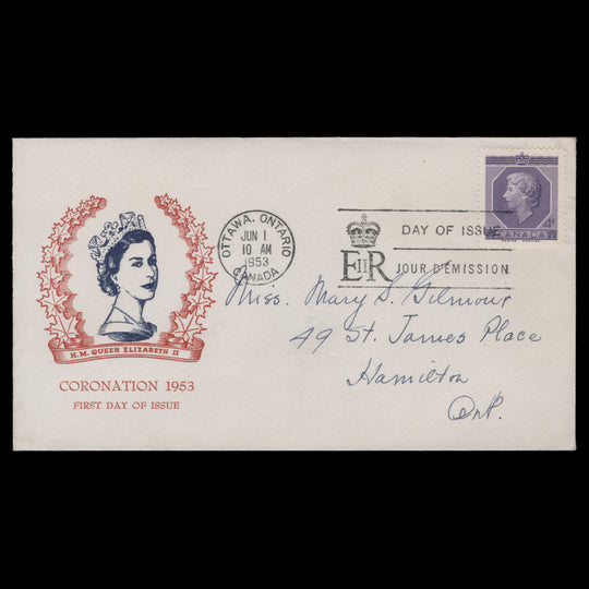 Canada 1953 (FDC) 4c Coronation, OTTAWA