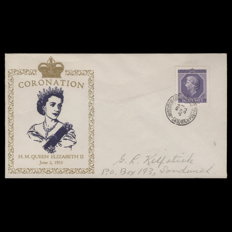 Canada 1953 (FDC) 4c Coronation, WINDSOR