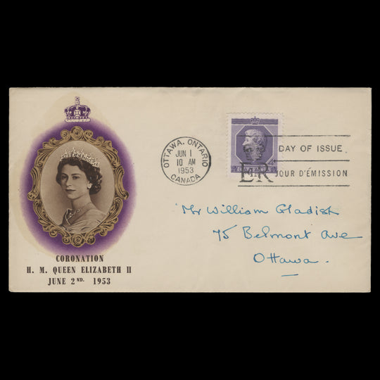 Canada 1953 (FDC) 4c Coronation, OTTAWA