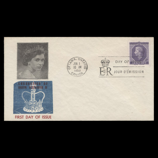 Canada 1953 (FDC) 4c Coronation, OTTAWA