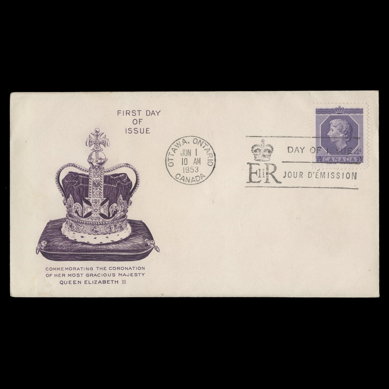 Canada 1953 (FDC) 4c Coronation, OTTAWA