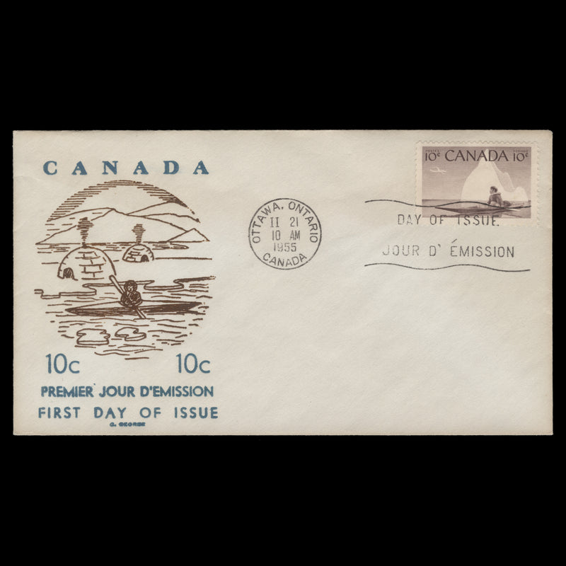 Canada 1955 (FDC) 10c Eskimo Hunter, OTTAWA