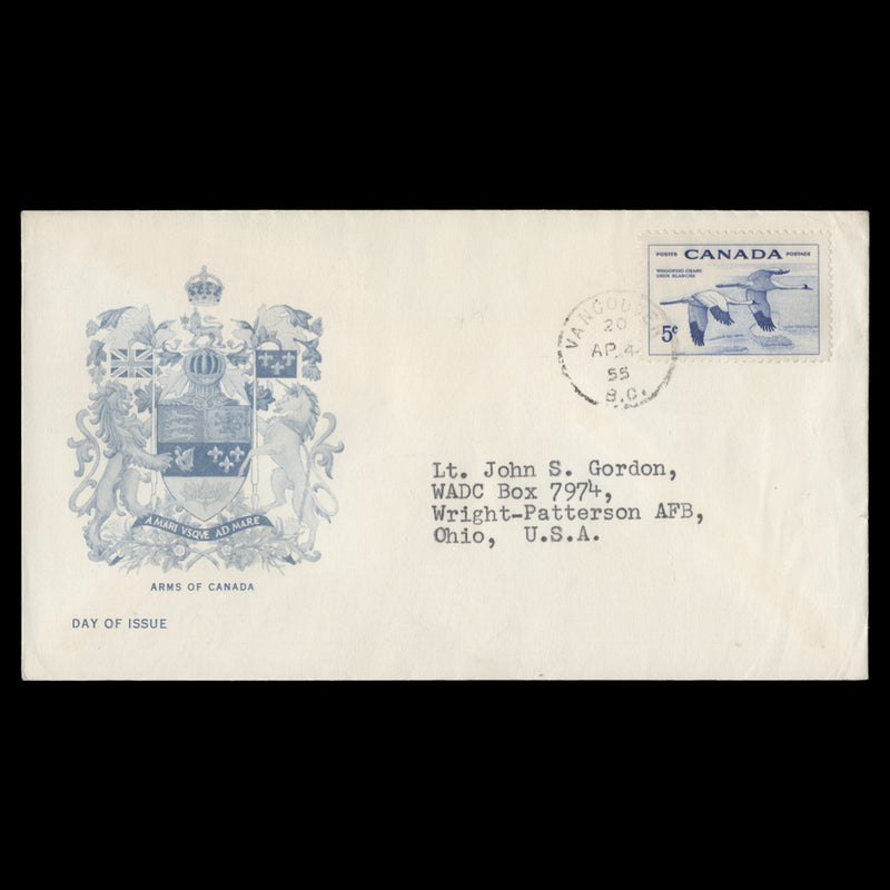 Canada 1955 (FDC) 5c Whooping Crane, VANCOUVER