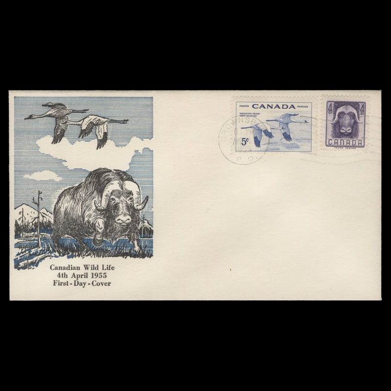 Canada 1955 National Wildlife Week first day cover, BROWNSBURG