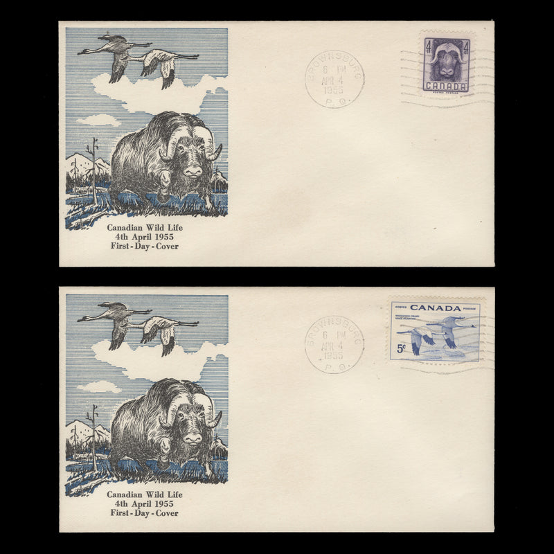 Canada 1955 National Wildlife Week first day covers, BROWNSBURG