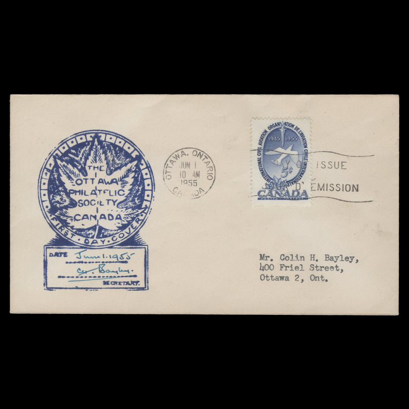 Canada 1955 ICAO Anniversary first day cover, OTTAWA