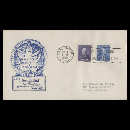 Canada 1955 Prime Ministers first day cover, OTTAWA