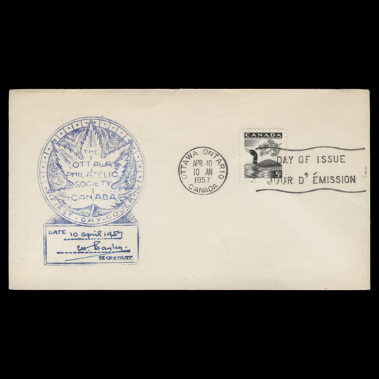 Canada 1957 National Wildlife Week first day cover, OTTAWA