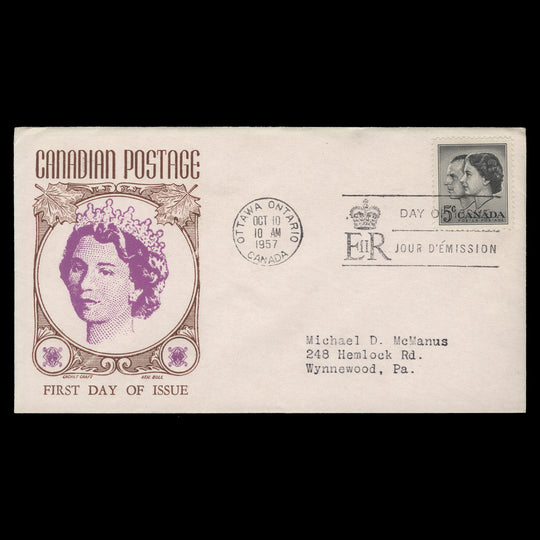 Canada 1957 (FDC) 5c Royal Visit, OTTAWA