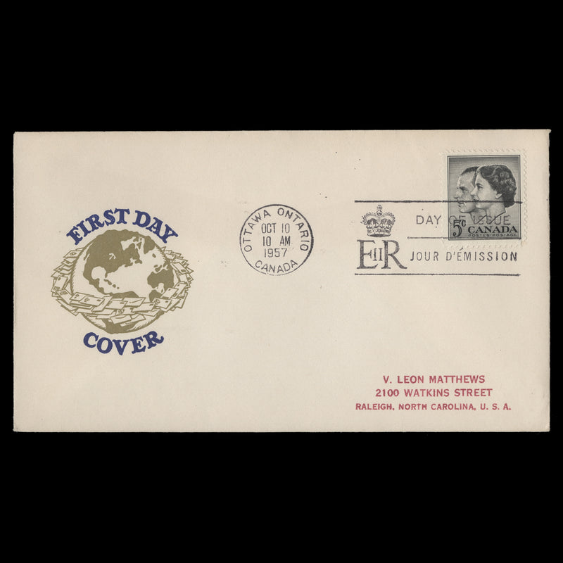 Canada 1957 (FDC) 5c Royal Visit, OTTAWA