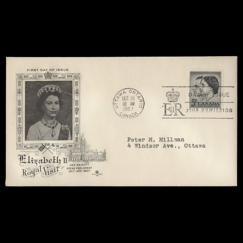 Canada 1957 (FDC) 5c Royal Visit, OTTAWA