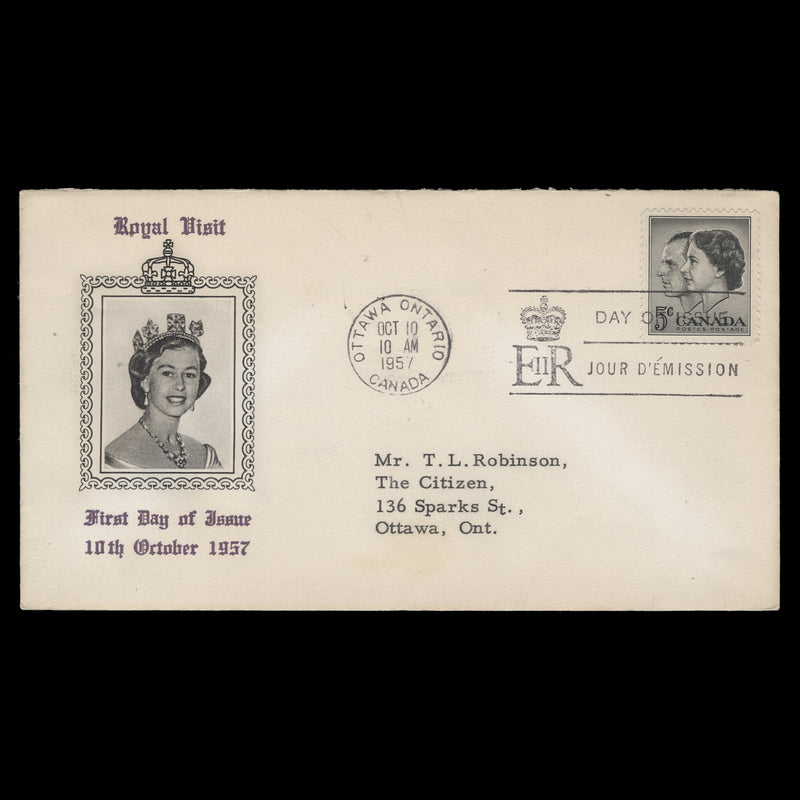 Canada 1957 (FDC) 5c Royal Visit, OTTAWA