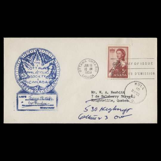 Canada 1959 Royal Visit first day cover, OTTAWA
