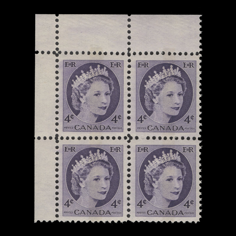 Canada 1962 (MNH) 4c Queen Elizabeth II phospor block