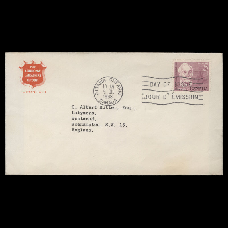 Canada 1963 (FDC) 5c Casmir Gzowski, OTTAWA