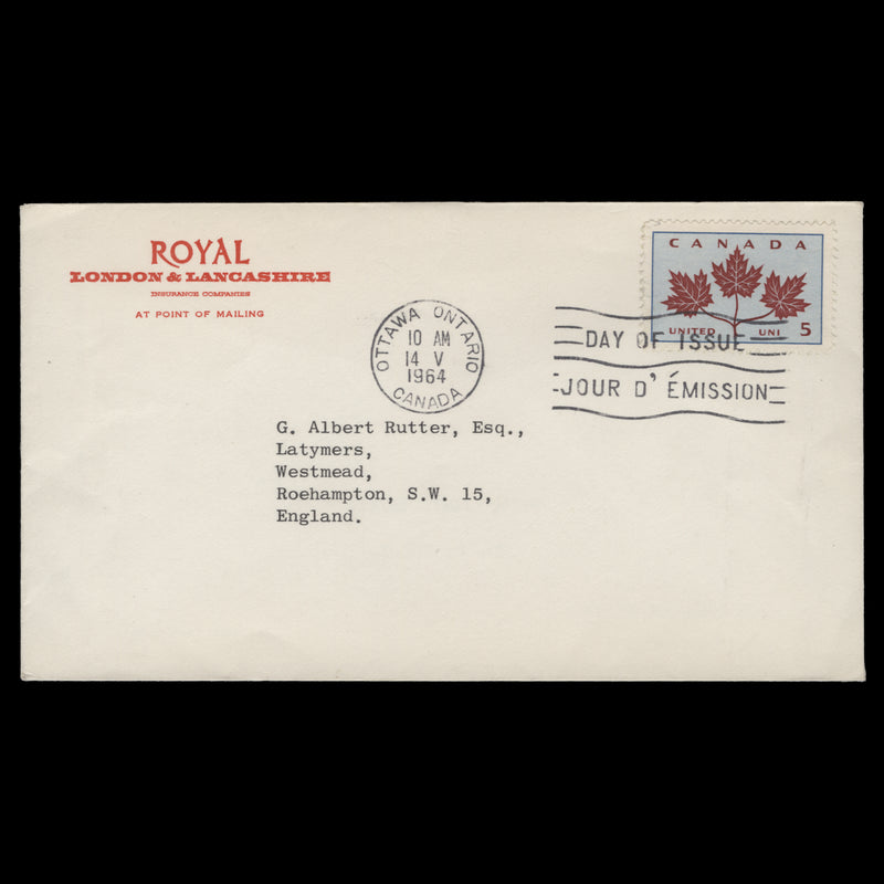 Canada 1964 (FDC) 5c Maple Leaves, OTTAWA
